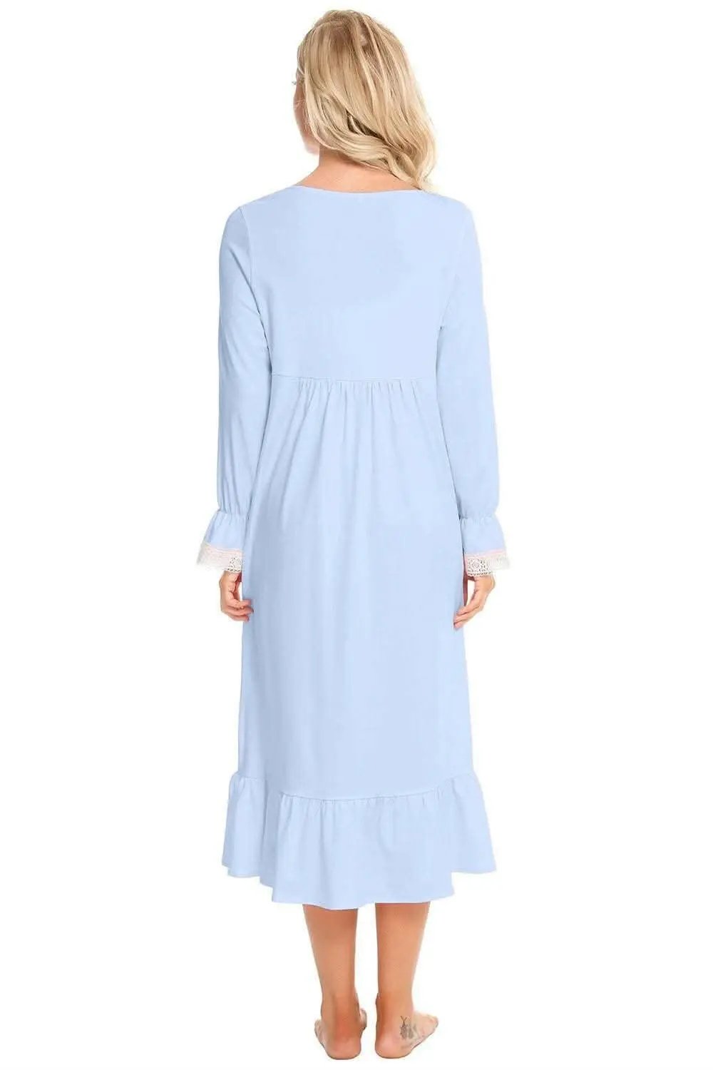 Elegant lace night gown with sleeves - Love Salve